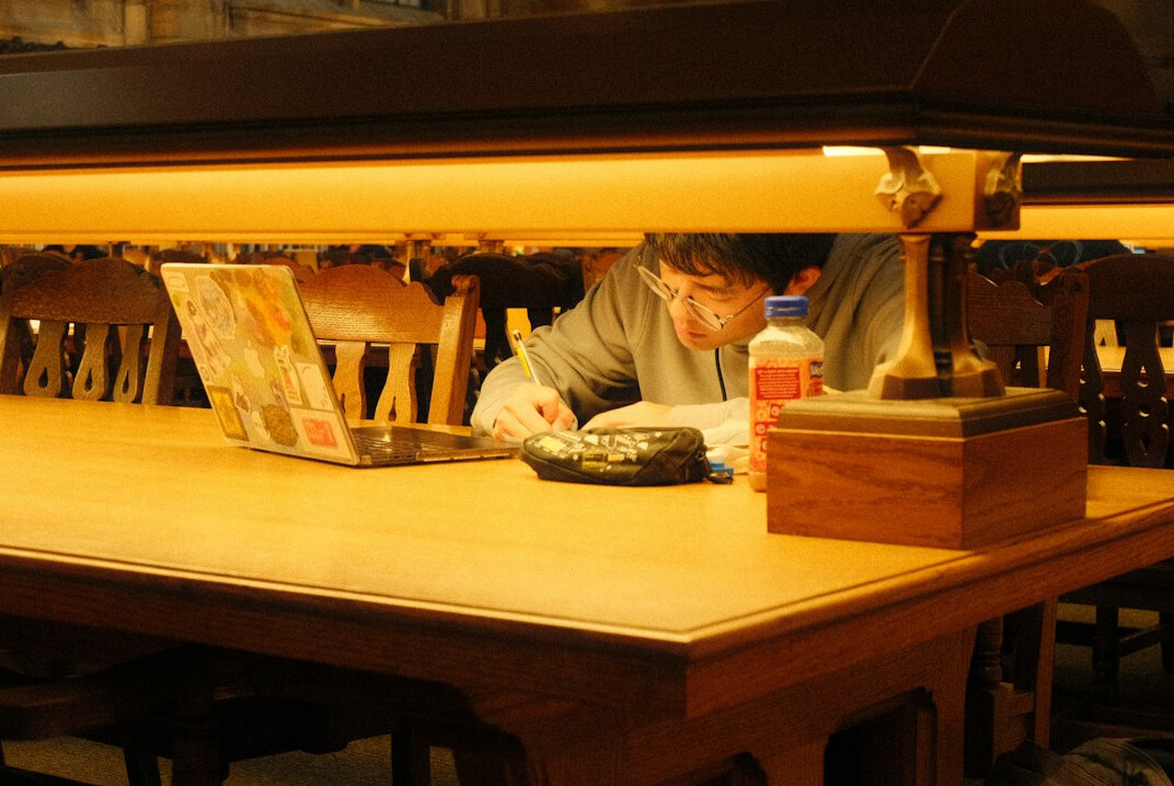 mystery writer at desk